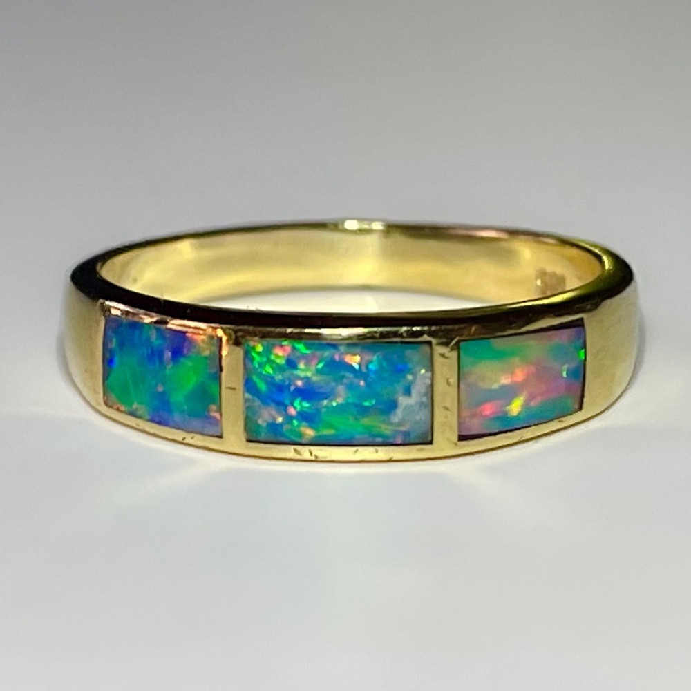 Vintage 14k Australian Black Opal Ring 2.8g